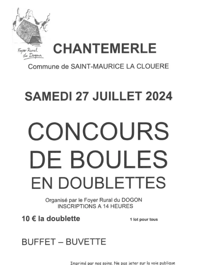 Concours De Boules En Doublettes Saint Maurice La Clou Re Date