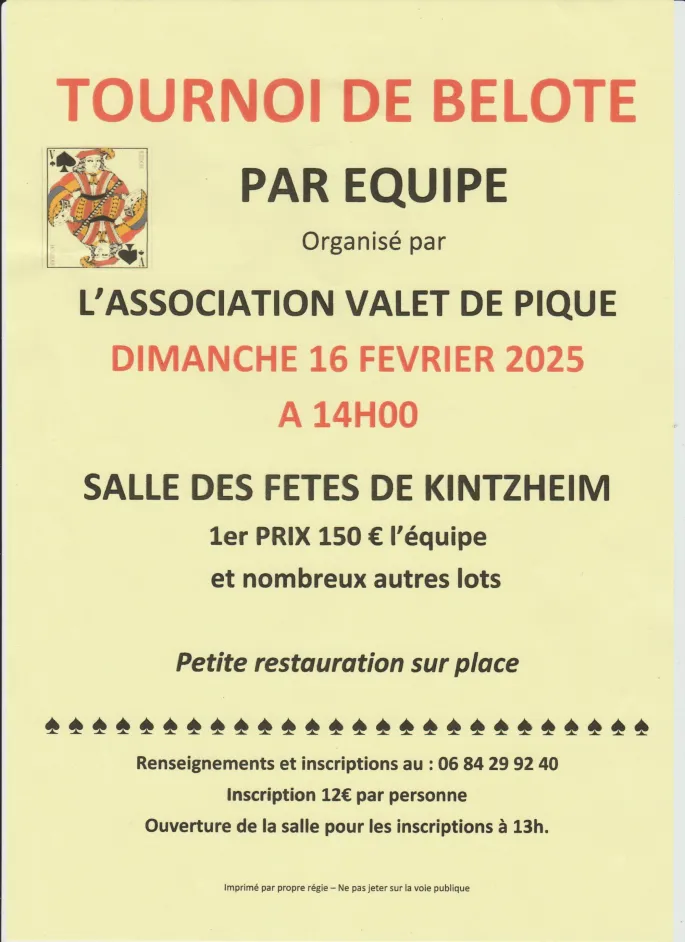 Tournoi de belote par équipe