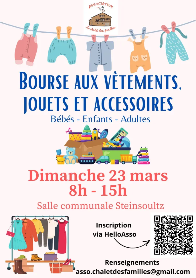 Bourse aux vêtements, jouets et accessoires pour bébés, enfants et adultes