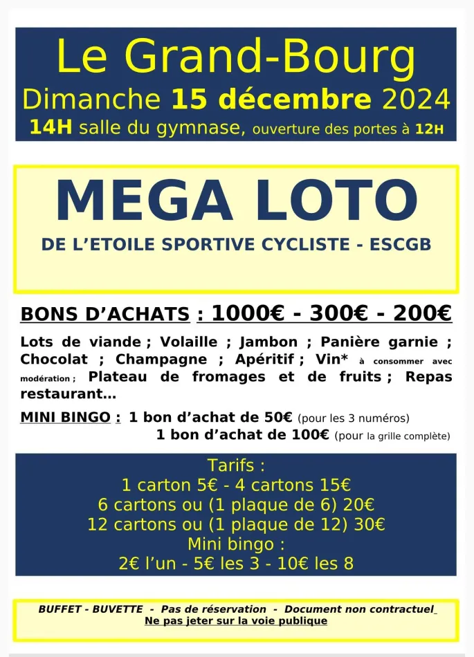 Méga Loto ESCGB à Le Grand-Bourg (23240)