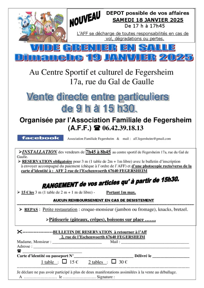 Vide grenier en salle