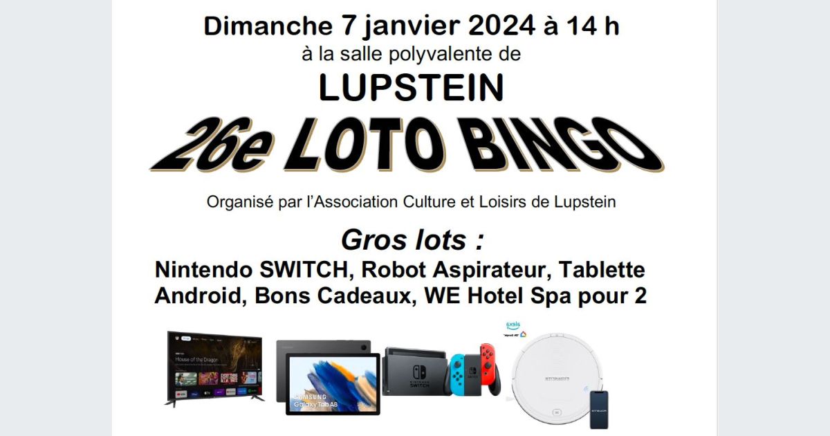 Lupstein  24e édition du loto bingo. Au petit bonheur la chance