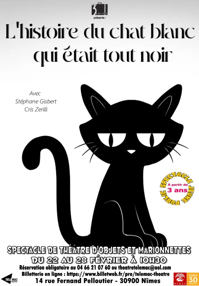 HISTOIRE DU CHAT BLANC QUI ÉTAIT TOUT NOIR  Théâtre marionnettes pour les 3-6ans