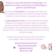 Julie Kreittner Relaxologue et praticienne en réflexologie Dien Chan