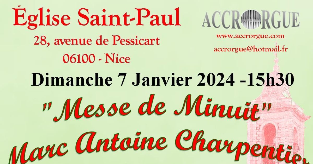 Concert « Messe de Minuit » à Nice 2024 Eglise Saint Paul places