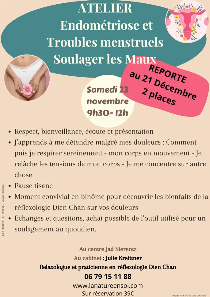 Atelier endométriose et troubles menstruel  Soulager les maux