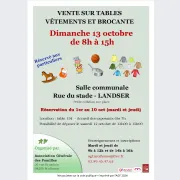 Vente sur tables vêtements et brocante