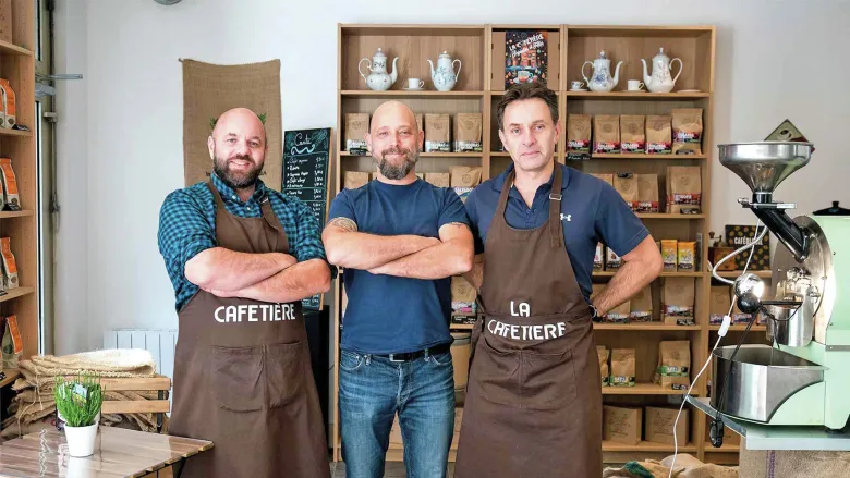 Les trois associés de la micro-brûlerie La Cafetière