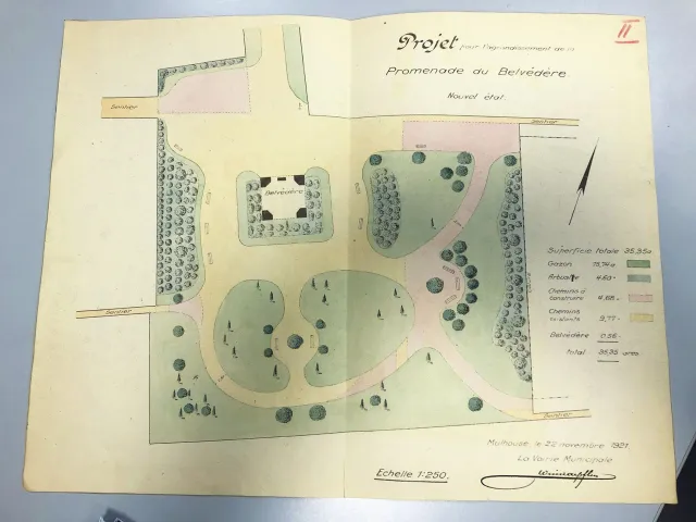 Plan du projet d\'aménagement d\'une promenade en 1922
