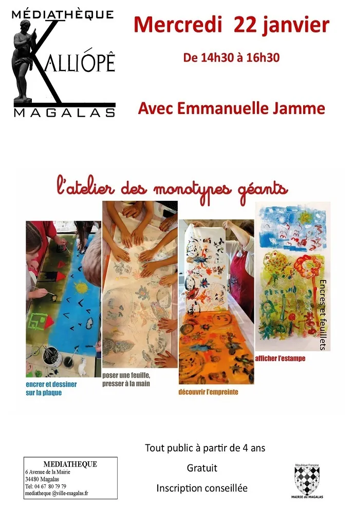 Atelier De Monotypes Géants Avec Emmanuelle Jamme