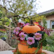 Atelier décoration Halloween Citrouilles fleuries