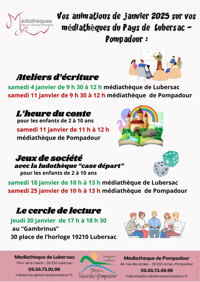 Ateliers jeux de société à la médiathèque de Lubersac