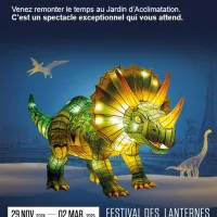 Admirez le Tricératops illuminé lors du Bal des Dinosaures au Jardin d'Acclimatation DR