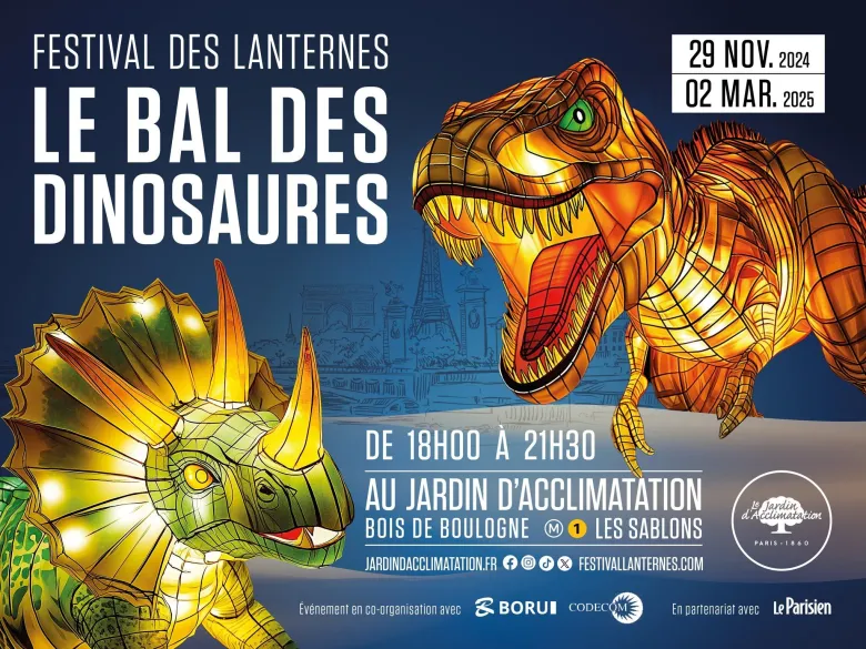 Les dinosaures à l'affiche du Festival des Lanternes 2024 à Paris