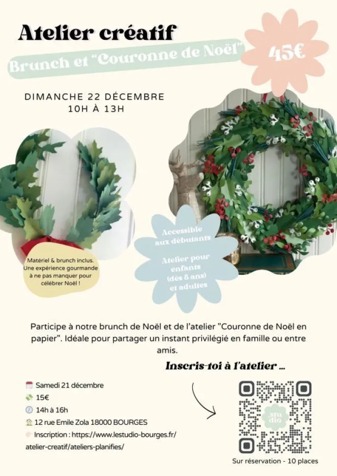 Brunch de Noël et Atelier créatif Couronne de Noël en papier