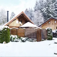 La neige vosgienne a recouvert les chalets du Domaine du Haut Jardin DR