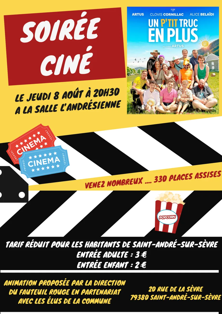 Cinéma Saint-André-sur-Sèvre 2024 : date, horaires, programme, tarifs