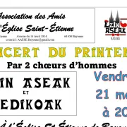 Concert du printemps par 2 choeurs d'hommes Ezin Aseak et Medikoak