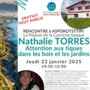 Conférence de de Nathalie TORRES - Attention aux tiques dans les bois et les jardins