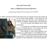 Conférence UTL : « DE LA VÉRITÉ DANS LES SCIENCES »