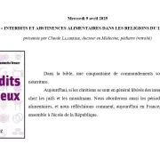 Conférence UTL :  « INTERDITS ET ABSTINENCES ALIMENTAIRES DANS LES RELIGIONS DU LIVRE »