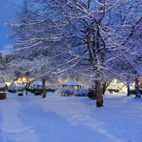 Une terrasse du Domaine du Haut Jardin sous la neige DR