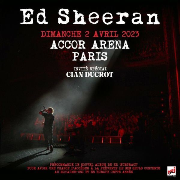 Ed Sheeran en concert à Paris 2023 Accor Arena prix des billets et