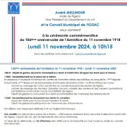 Figeac : Cérémonie de commémoration 106ème anniversaire de l’Armistice du 11 novembre 1918