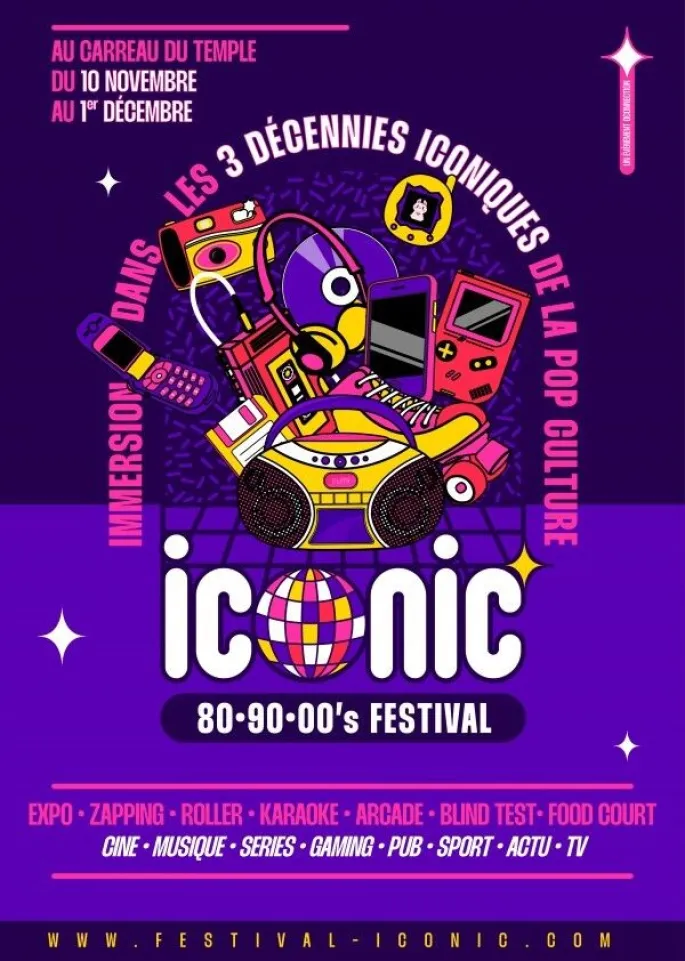 L'affiche de l'expo immersive Iconic 80, 90, 00'S Festival