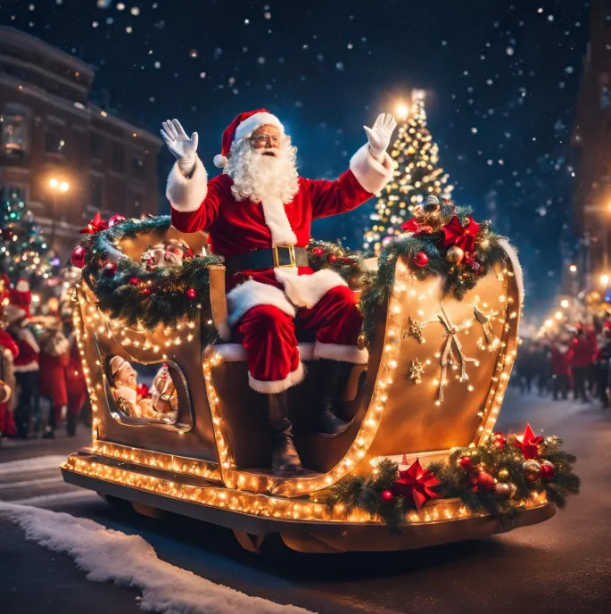 Le Père Noël arrive sur son char à Marseille !