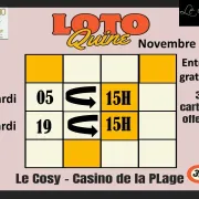 Loto Quine : entrée gratuite, 3 cartons offerts - réservation conseillée (seules les personnes majeures sont autorisées à participer)