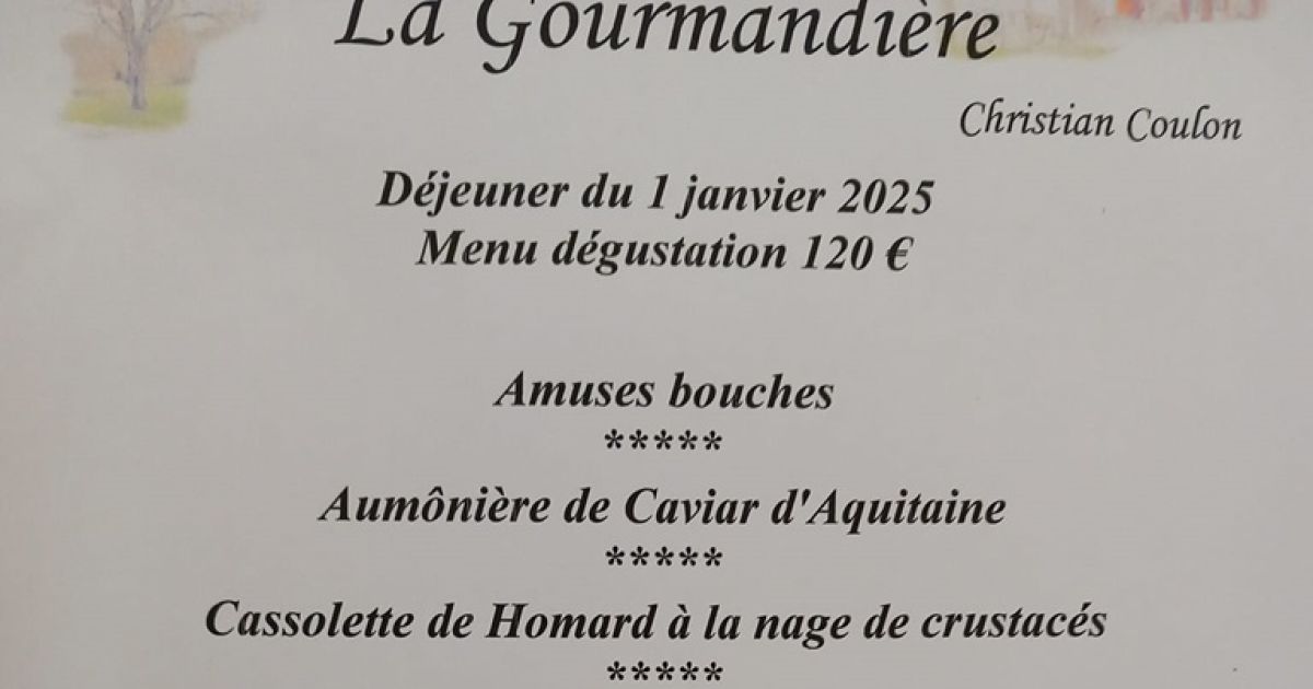 Menu de fêtes à La Gourmandière SaintSulpiceleGuérétois 2025 date