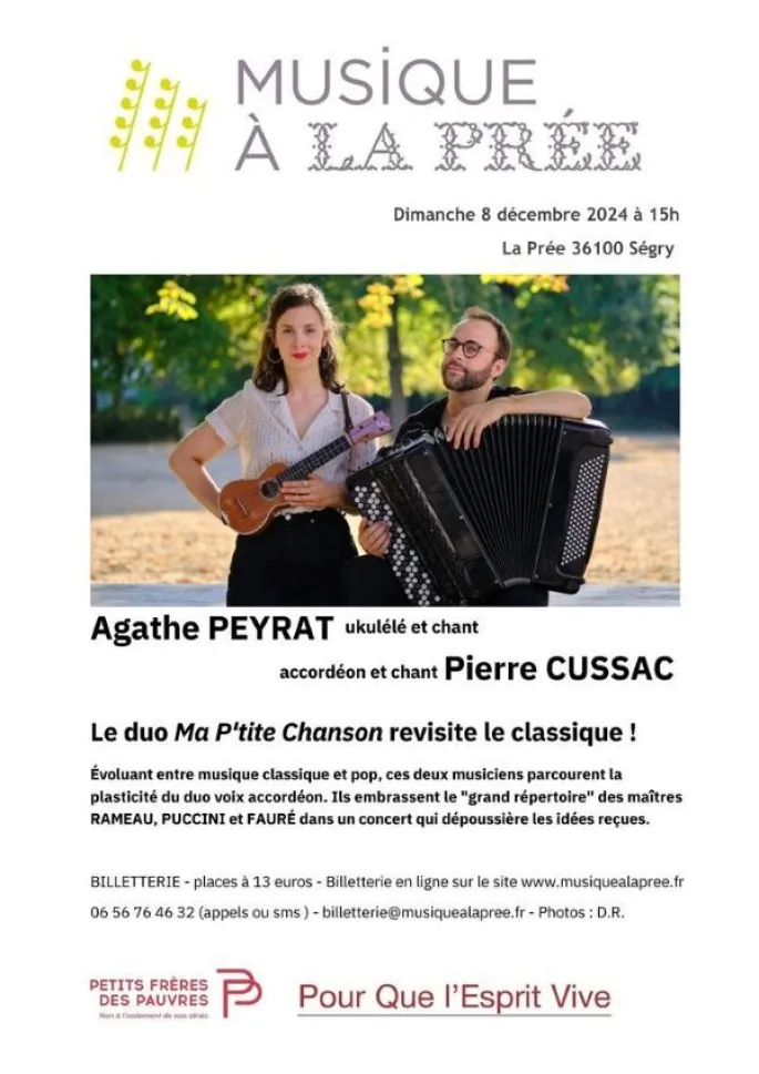 Concert Musique à La Prée à Ségry 2024 places, billetterie, dates