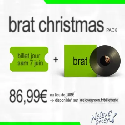 Offre spéciale Noël : votre pass We Love Green + vinyle Brat de Charli XCX