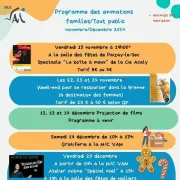 Programme des animations familles/tout public - novembre/décembre