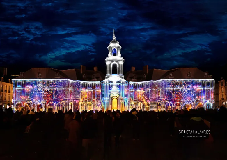 Les projections du l'Hôtel de Ville de Rennes émerveillent le public, comme ici lors d'une précédente édition