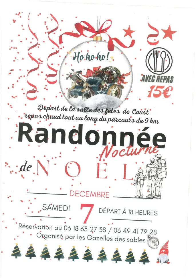 Randonnée nocturne de Noël Coust 2024 date, horaires, programme, tarifs