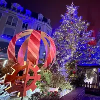 Le sapin du Marché de Noël de Mulhouse sur la place des Victoires (2024) &copy; Céline Zimmermann