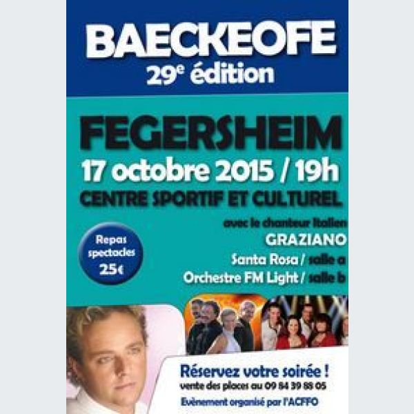 Soirée Baeckeoffe à Fegersheim Dîner dansant Centre sportif et culturel