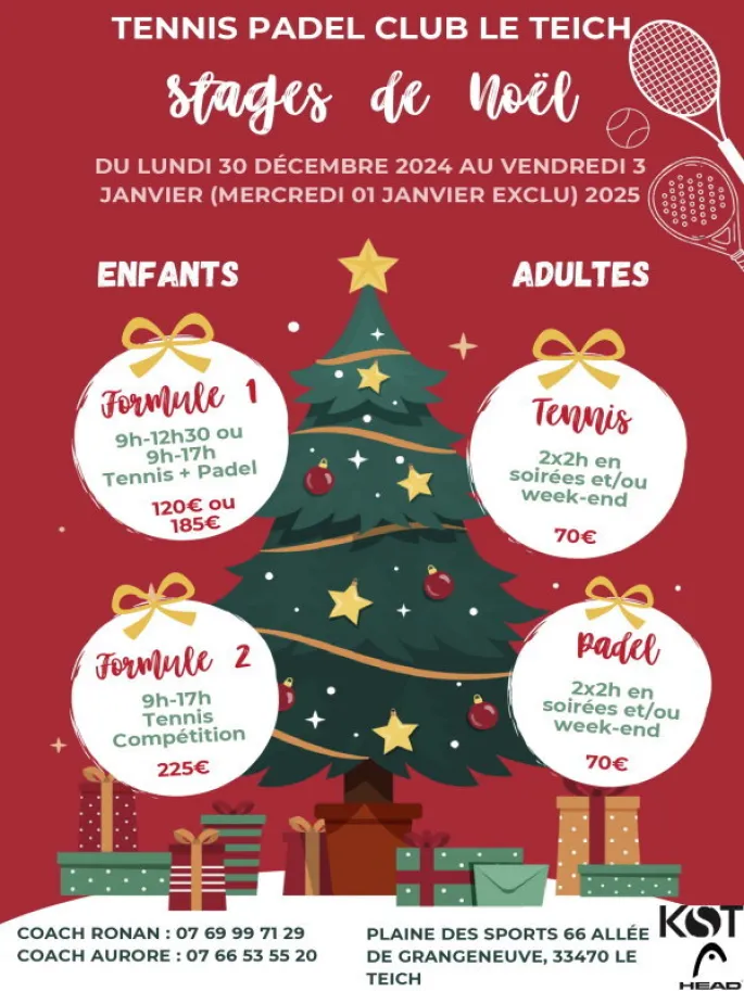 Stage de Noël Tennis Padel