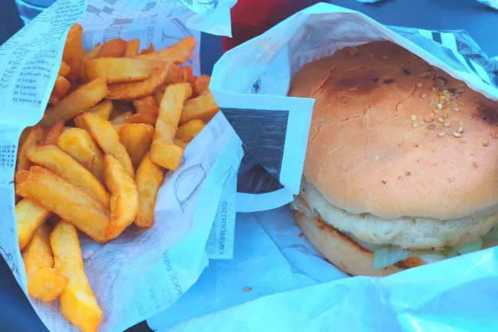 Le Veggy burger accompagné de ses frites croustillantes! 