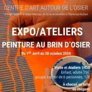 Visite et ateliers autour de la peinture au brin d’osier. Résidence d’artiste MH Métézeau au Centre d\'Art autour de L\'Osier